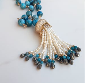 Apatite & Pearl Fancy Tassel Necklace