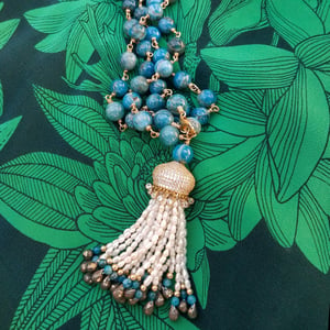 Apatite & Pearl Fancy Tassel Necklace