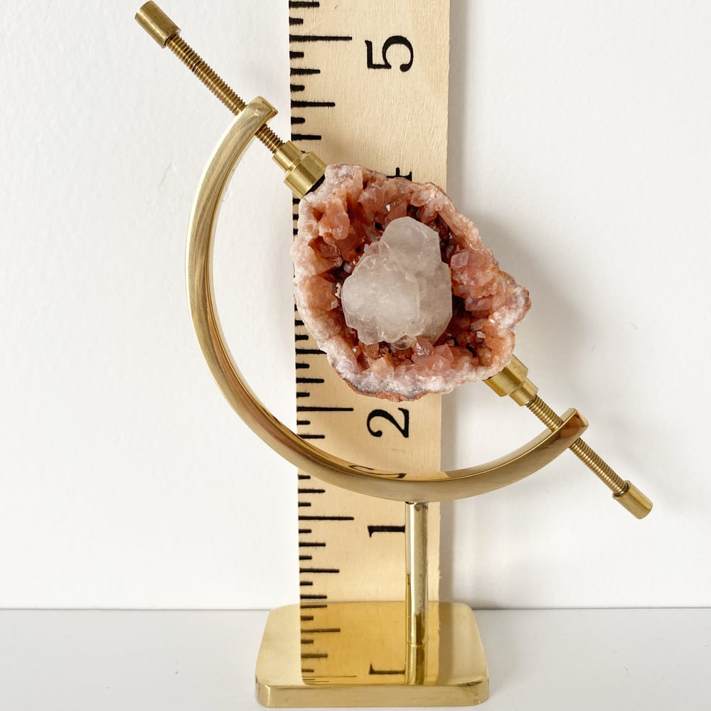 Image of Pink Amethyst/Calcite no.92 + Brass Arc Stand