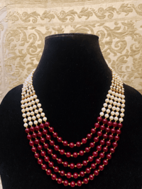 Image 2 of Royal Pearl Necklace White and Maroon