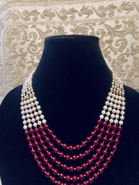 Image 3 of Royal Pearl Necklace White and Maroon