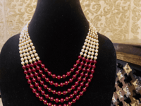 Image 5 of Royal Pearl Necklace White and Maroon