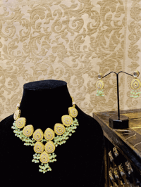 Image 2 of Lemon Green Bead Party Necklace & Earrings Set