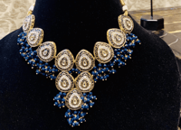 Image 1 of Navy Wife Bead Party Necklace & Earrings Set