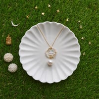 Image 1 of 14kgf White Rabbit Moon Necklace | LNY Rabbit Collection