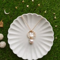 Image 1 of 14kgf White Rabbit Moon & Star Necklace | LNY Rabbit Collection