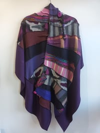 Image 2 of the SHANCHO ...purples fabric collage shawl
