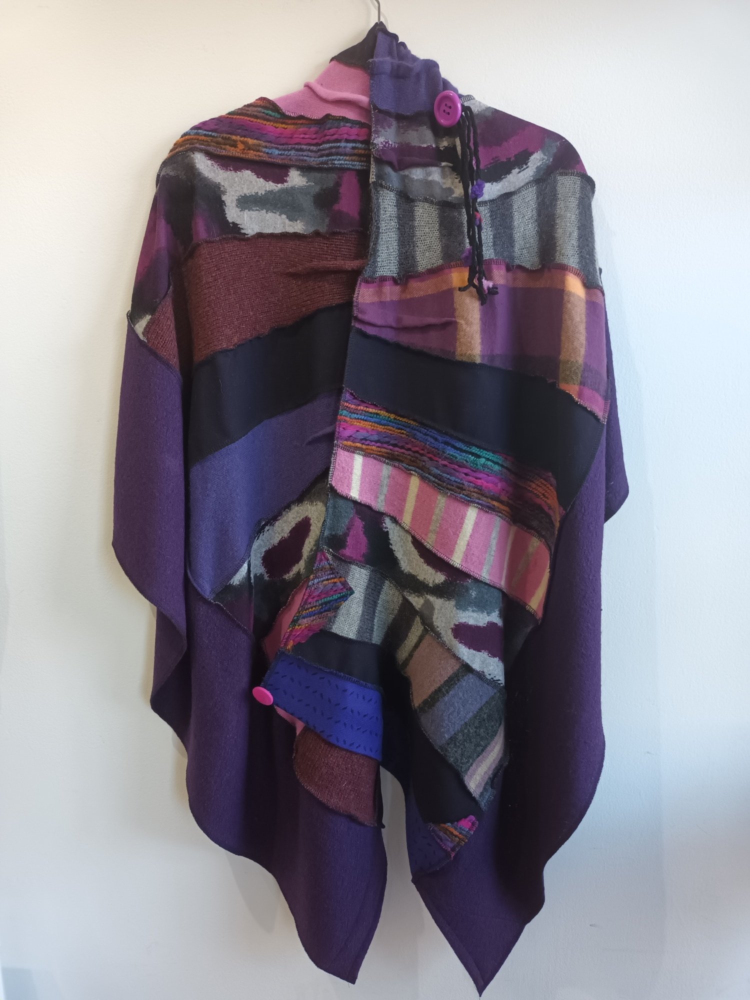 Image of the SHANCHO ...purples fabric collage shawl