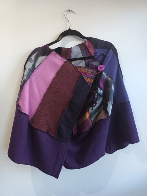 Image of the SHANCHO ...purples fabric collage shawl