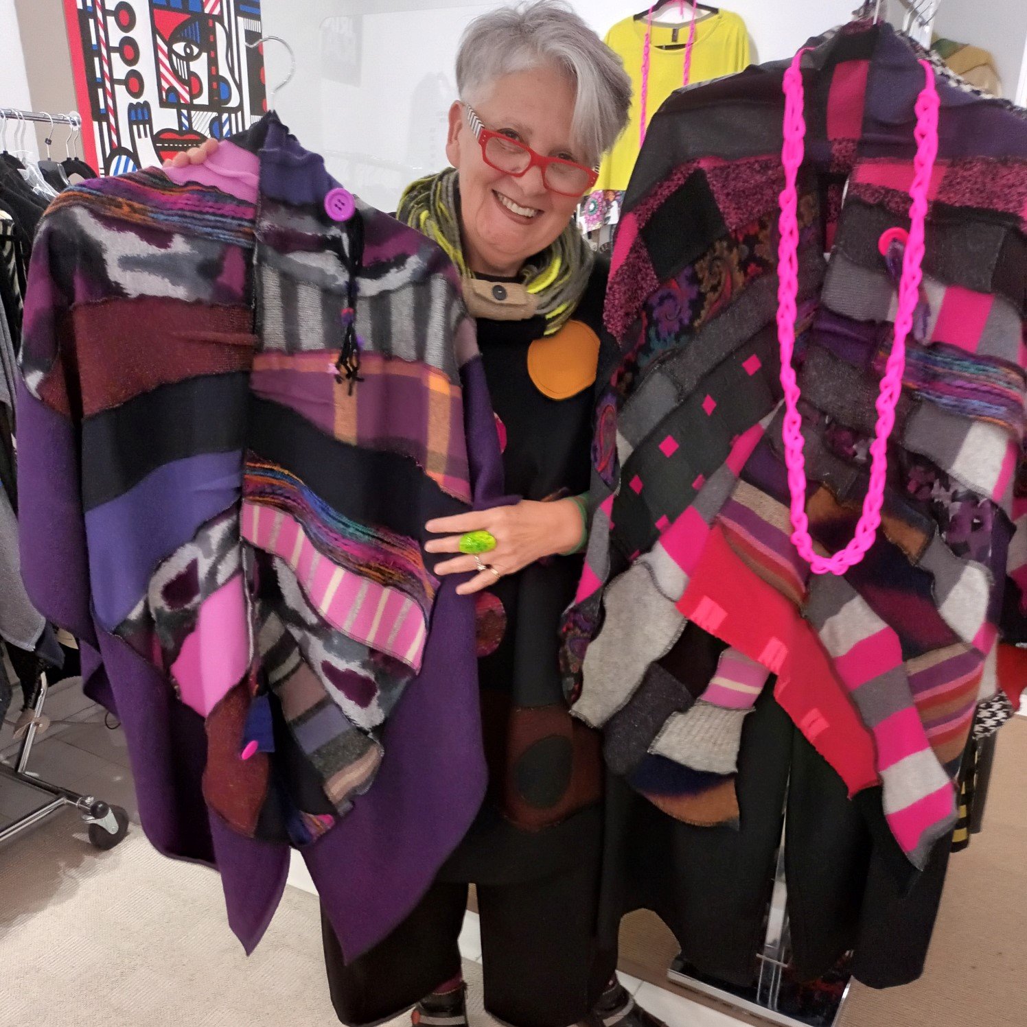Image of the SHANCHO ...purples fabric collage shawl
