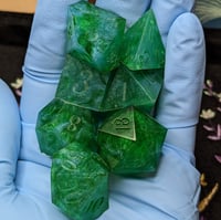 Image 1 of Blue/Green Set #1 (7 Piece Raw Dice Set)