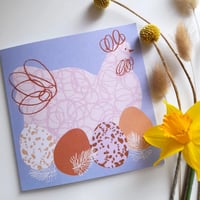 Image 1 of Chicken & Eggs Easter Card