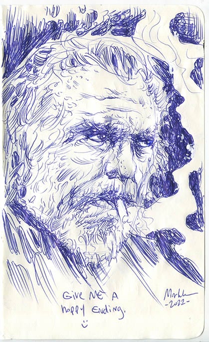 Image of Bic Pen Bukowski drawing from my sketchbook