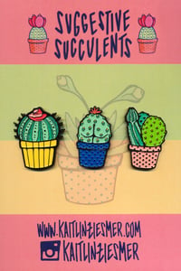 Image 2 of Suggestive Succulents! Cactus Butt Lapel Pin!
