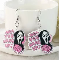 Image 1 of Ghost face you hang up V day earrings 