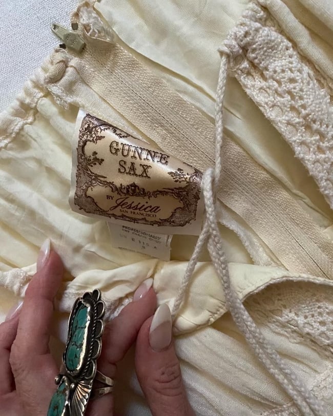 1970s Gunne Sax off the shoulder gown 