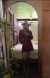 60's suede and fur zip mini dress/jacket