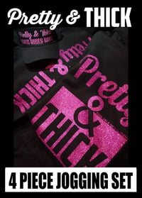 Image 1 of PRETTY & THICK BLACK & PINK JOGGING SET