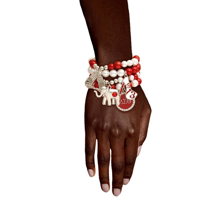 Image of DST Red and White Charm Bracelet 