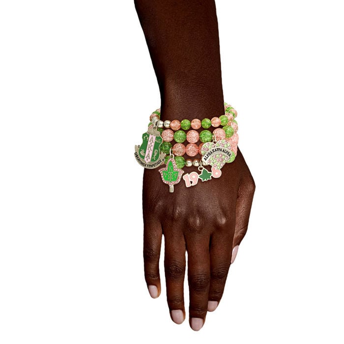Image of AKA Pink and Green Charm Bracelet 