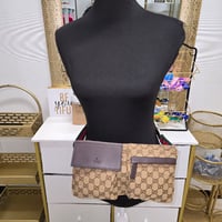 Image 2 of Brown Canvas Dual Pocket Fanny/ Waist Bag 