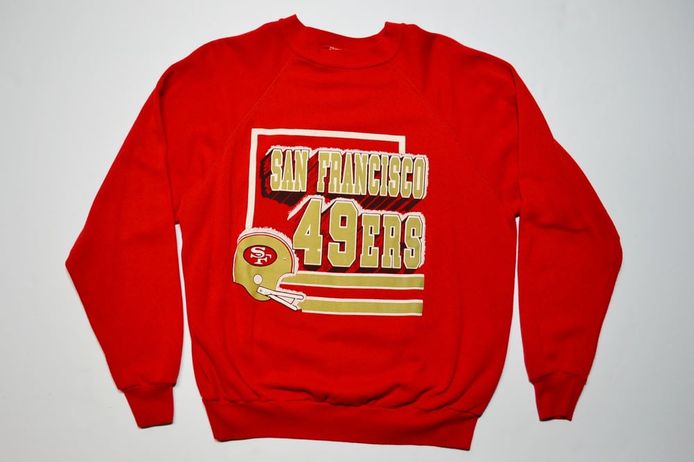 Image of Vintage 1980's San Francisco 49ers Tultex Raglan Crewneck Sweatshirt Sz.XL