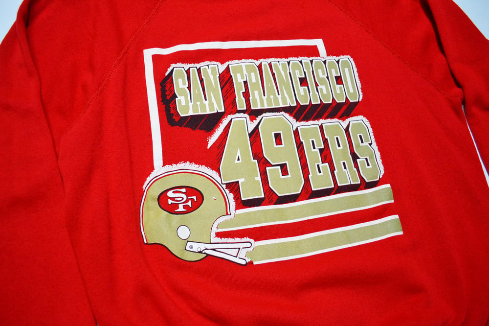 Image of Vintage 1980's San Francisco 49ers Tultex Raglan Crewneck Sweatshirt Sz.XL