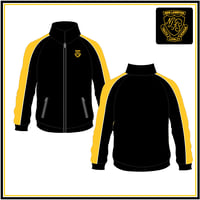NLPS Zip Four Way Stretch Track Jacket - Black, Gold Panels/White Piping