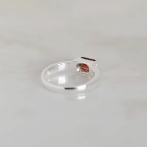 Image of Fire Red Garnet bevel cut silver ring