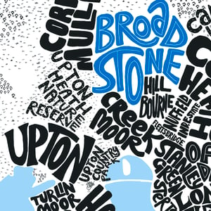 Image of Bournemouth, Christchurch & Poole Typographic map  Landscape