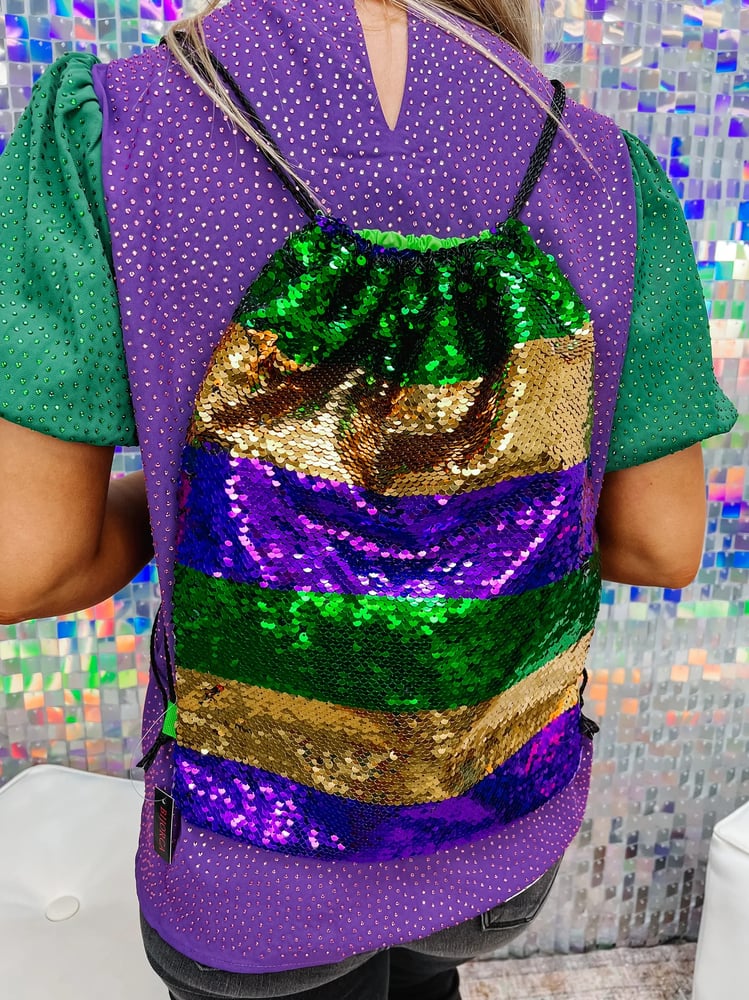 Image of Mardi Gras Sequin Drawstring Bag