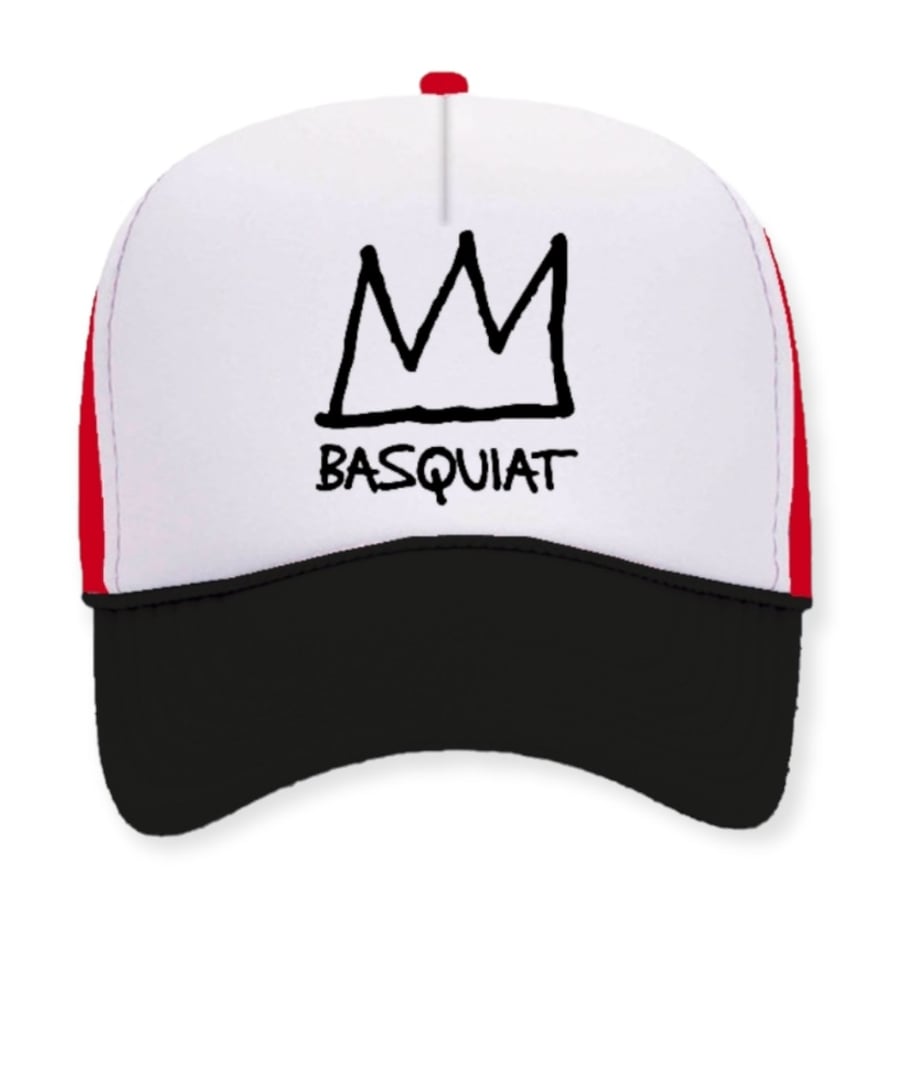 Image of BASQUIAT CROWN PRINT TRUCKER HAT