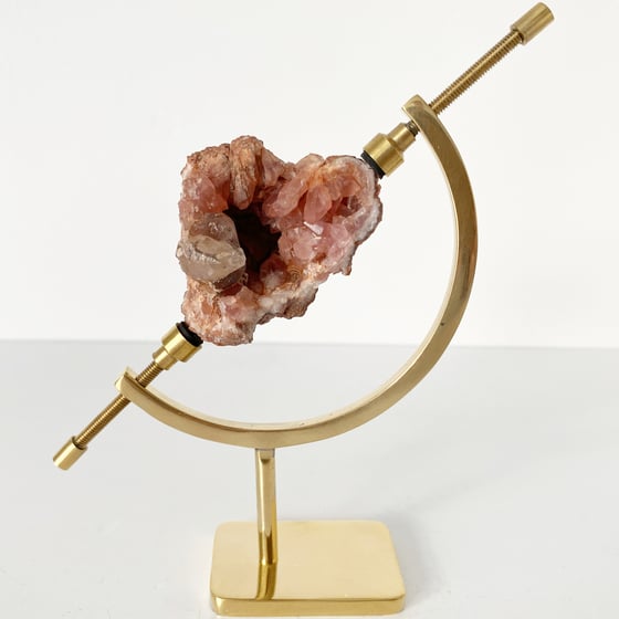 Image of Pink Amethyst/Calcite no.21 + Brass Arc Stand