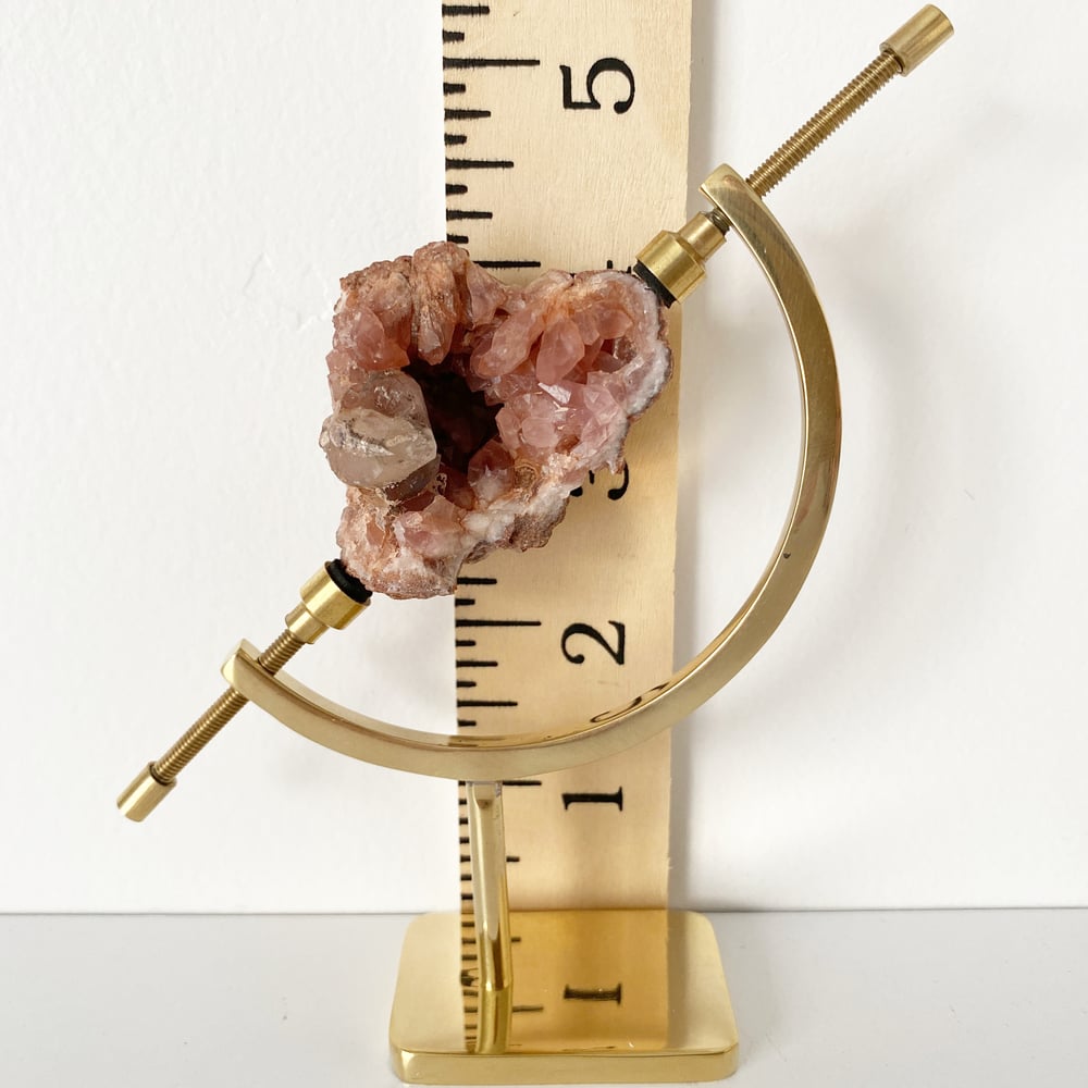 Image of Pink Amethyst/Calcite no.21 + Brass Arc Stand