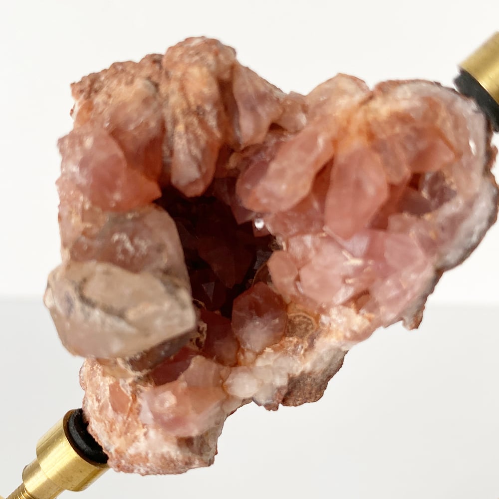Image of Pink Amethyst/Calcite no.21 + Brass Arc Stand