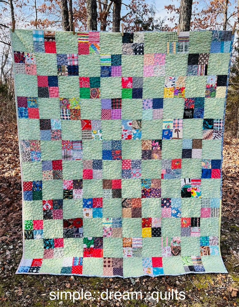 Image of Vintage - calico and patchwork quilt - twin size - 66.5" x 77"