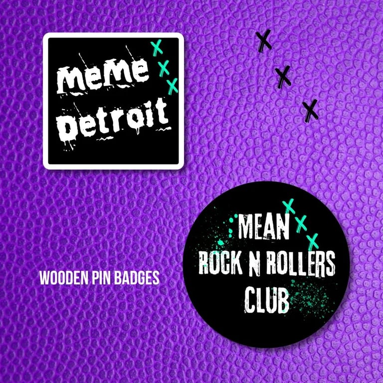 Mean Rock N Roller Club Eco Pin Badges | MeMe Detroit Official Merch