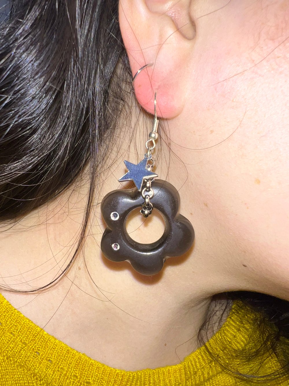 Image of Ying Yang Flower Earrings