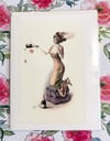 Woman with Champagne Bottle Valentine’s Day Card
