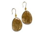 Image of Smoky Quartz and Sapphire Drop Earrings, 18k