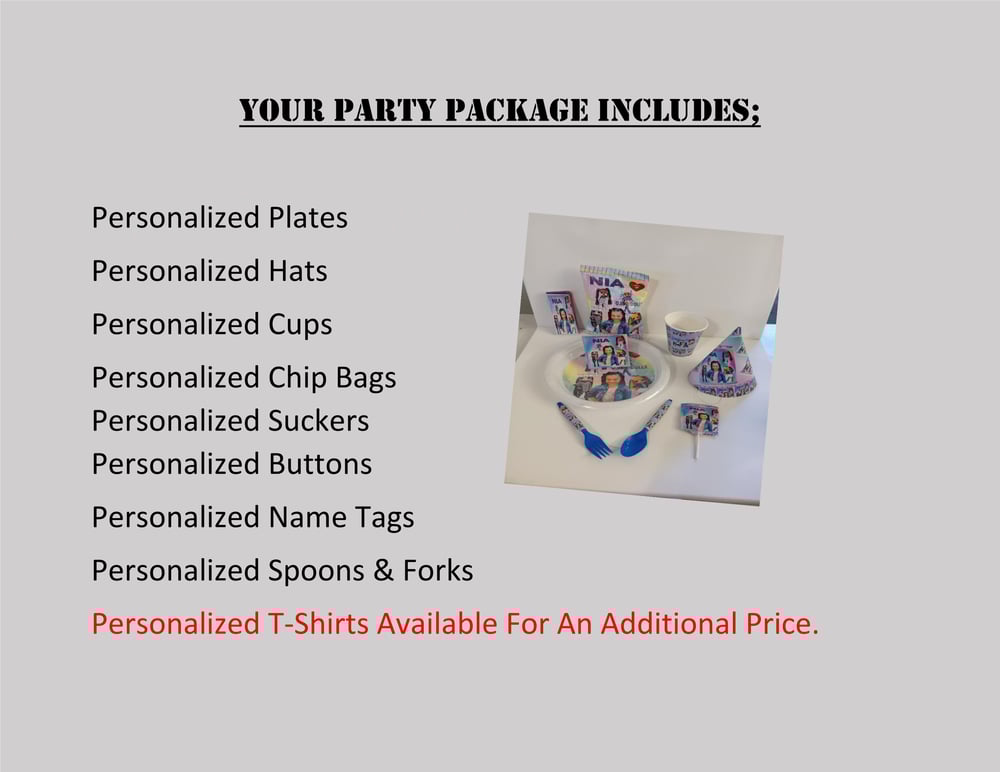 Image of PARTY PACKAGE INCLUDES