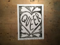 Image 2 of QUEER Original A5 Linocut Print 