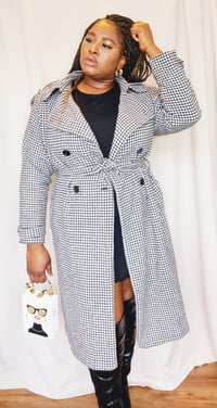 Image 1 of Houndstooth Trench Coat 