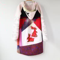 Image 3 of year of the rabbit red rabbits 7 courtneycourtney bunny patchwork SWEATSHIRT CARDIGAN ROBE HOODED 
