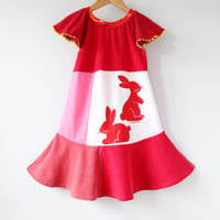 Image 1 of year of the rabbit red rabbits 5T courtneycourtney flutter sleeve dress lunar new year