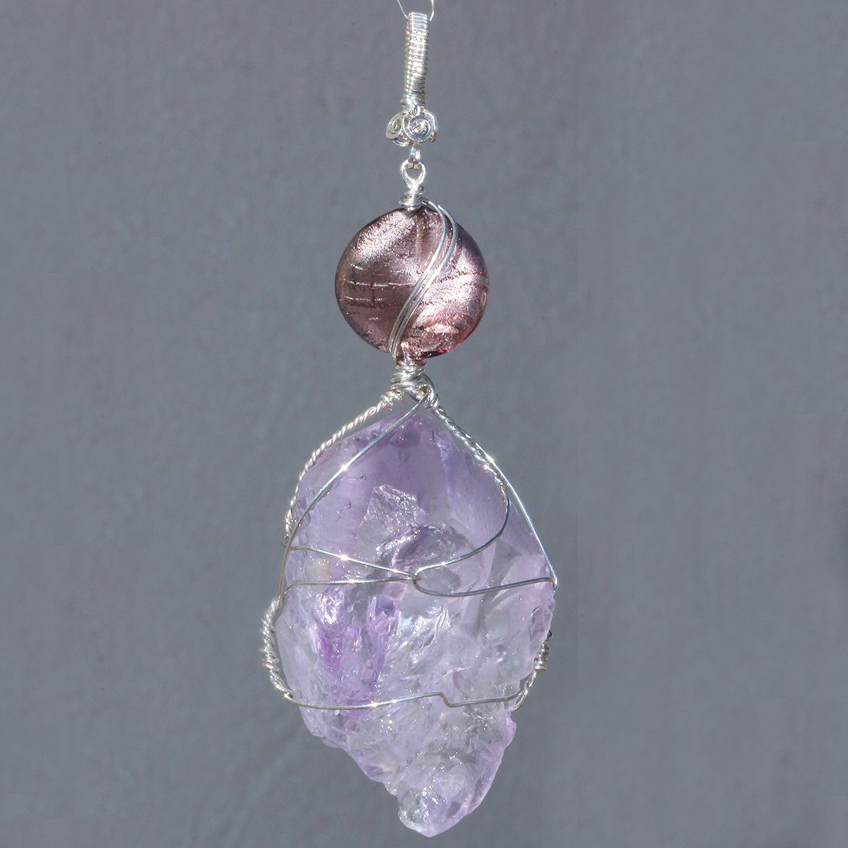 Etched Lavender Nirvana Amethyst Crystal Pendant