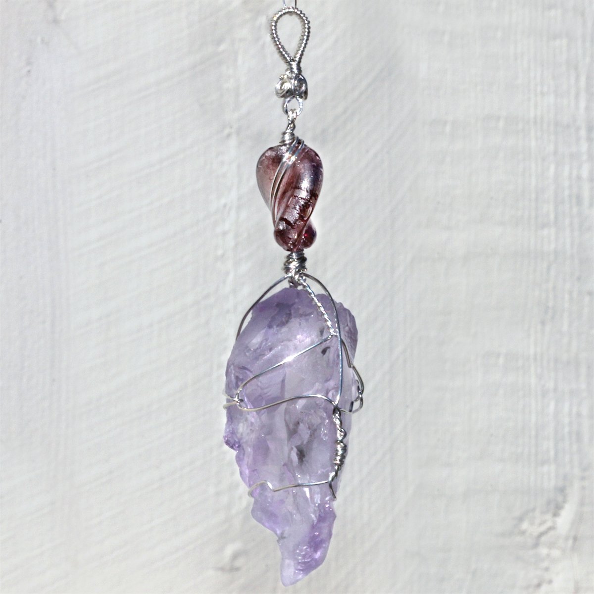 Etched Lavender Nirvana Amethyst Crystal Pendant