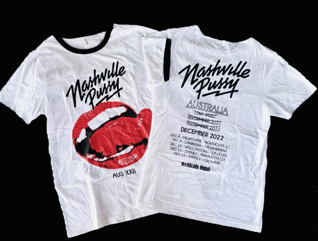 Image of NASHVILLE PUSSY - Aussie Tour Ringer Shirt 2022