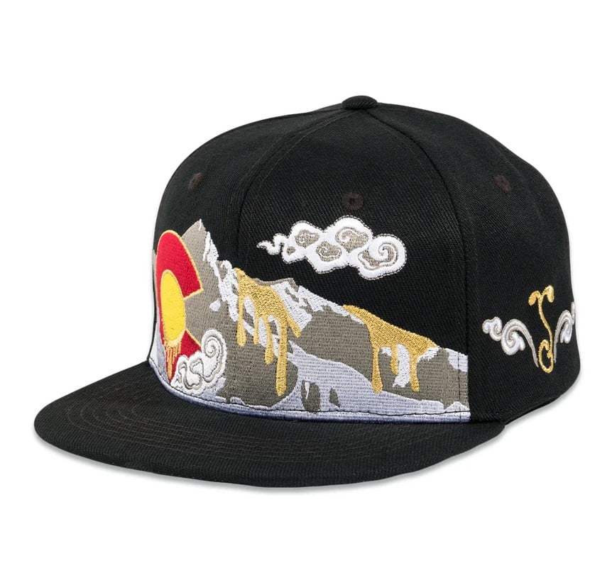 Image of GRASSROOTS DABROOTS CLOUDS BLACK SNAPBACK HAT 