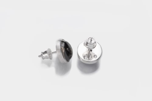 Image of "You and me" teddy-bear sterling silver earrings with photo and rock crystal  · EGO TU ·